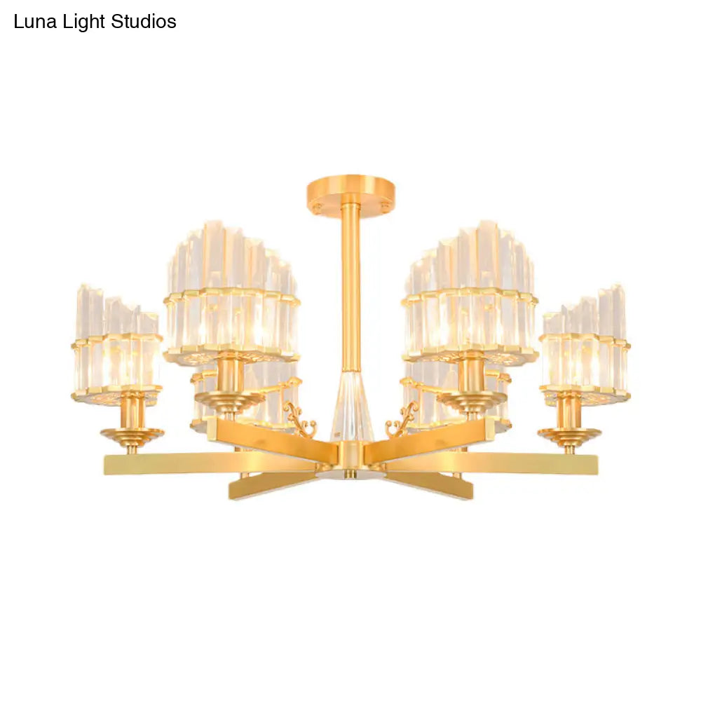 DecorBites™ DecorBites™ Postmodern Crystal Curved Flush Chandelier 3/6-Head Gold Ceiling Light for Dining Room