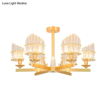 DecorBites™ DecorBites™ Postmodern Crystal Curved Flush Chandelier 3/6-Head Gold Ceiling Light for Dining Room