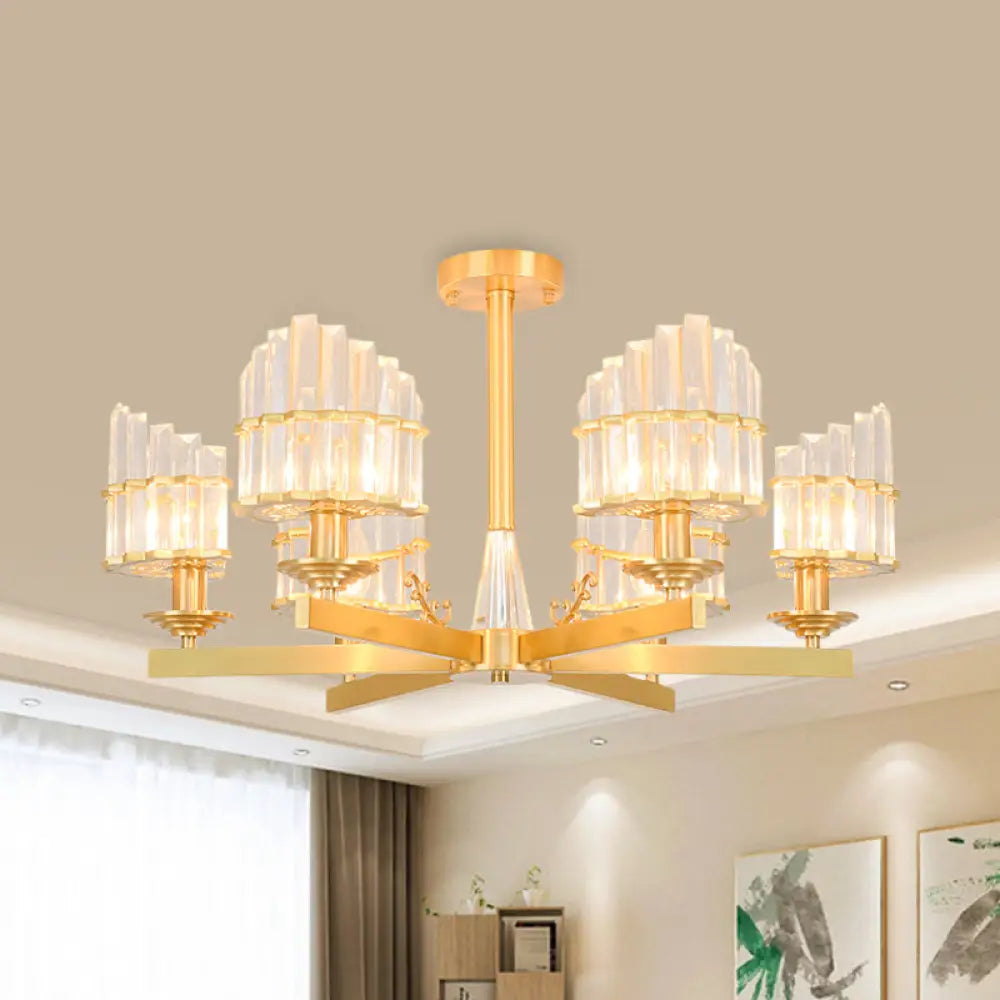 DecorBites™ DecorBites™ Postmodern Crystal Curved Flush Chandelier 3/6-Head Gold Ceiling Light for Dining Room