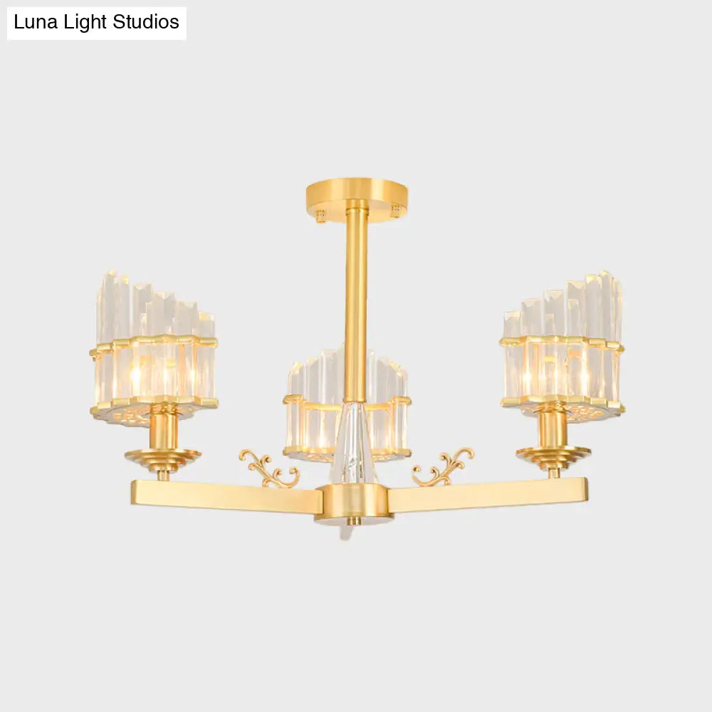 DecorBites™ DecorBites™ Postmodern Crystal Curved Flush Chandelier 3/6-Head Gold Ceiling Light for Dining Room