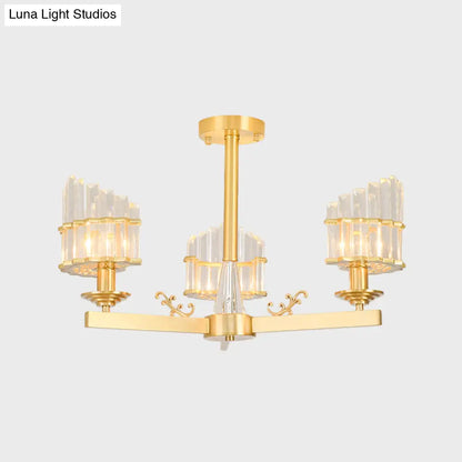 DecorBites™ DecorBites™ Postmodern Crystal Curved Flush Chandelier 3/6-Head Gold Ceiling Light for Dining Room