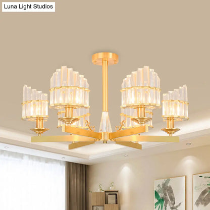 DecorBites™ DecorBites™ Postmodern Crystal Curved Flush Chandelier 3/6-Head Gold Ceiling Light for Dining Room