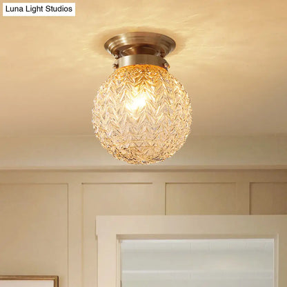 DecorBites™ DecorBites™ Postmodern Crystal Globe Semi Flush Mount Ceiling Light with Textured Brass Finish