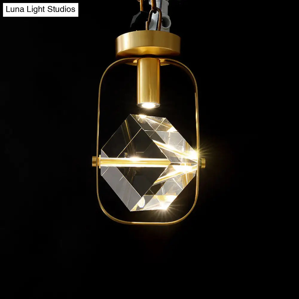 DecorBites™ DecorBites™ Postmodern Crystal Gold Cube LED Ceiling Lamp - Semi Flush Mount for Foyer