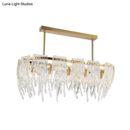 DecorBites™ Postmodern Crystal Island Pendant Light Gold - 5-Light Dining Room Down Lighting