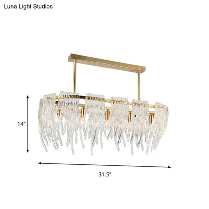 DecorBites™ Postmodern Crystal Island Pendant Light Gold - 5-Light Dining Room Down Lighting