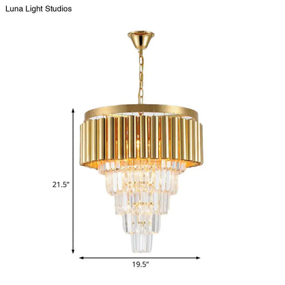 Lámpara de araña posmoderna de cristal y metal - 5/8/10 luces, acabado dorado, 40,6/50/60 cm de ancho