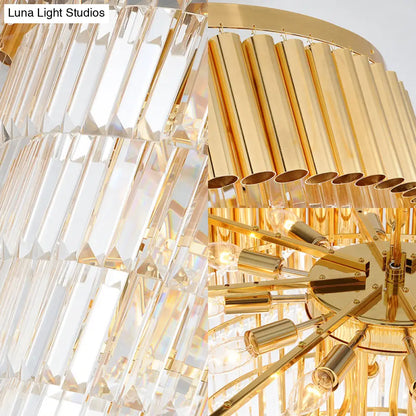 Lámpara de araña posmoderna de cristal y metal - 5/8/10 luces, acabado dorado, 40,6/50/60 cm de ancho