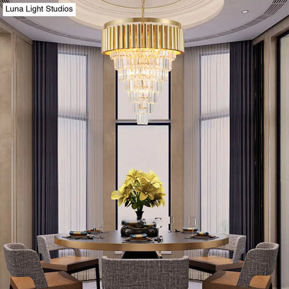 Lámpara de araña posmoderna de cristal y metal - 5/8/10 luces, acabado dorado, 40,6/50/60 cm de ancho