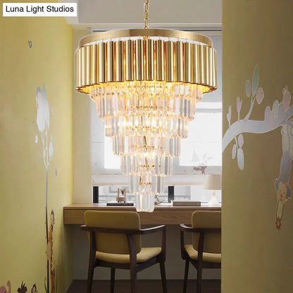 Lámpara de araña posmoderna de cristal y metal - 5/8/10 luces, acabado dorado, 40,6/50/60 cm de ancho