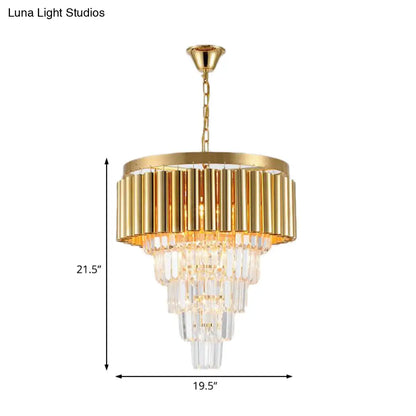 Lámpara de araña posmoderna de cristal y metal - 5/8/10 luces, acabado dorado, 40,6/50/60 cm de ancho