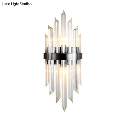 DecorBites™ DecorBites™ Postmodern Crystal Rod Sconce - 2 Head Half-Cylinder Wall Light for Living Room