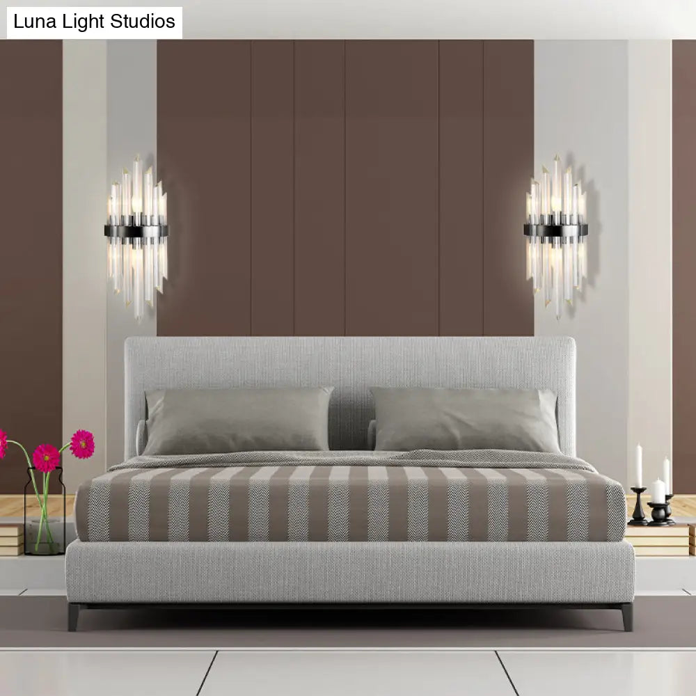 DecorBites™ DecorBites™ Postmodern Crystal Rod Sconce - 2 Head Half-Cylinder Wall Light for Living Room