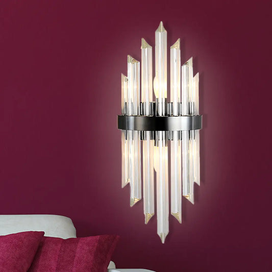 DecorBites™ DecorBites™ Postmodern Crystal Rod Sconce - 2 Head Half-Cylinder Wall Light for Living Room