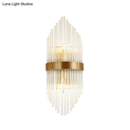 DecorBites™ DecorBites™ Postmodern Crystal Rod Shield Wall Mount Sconce Light for Living Room - Gold Finish, 2/3 Heads