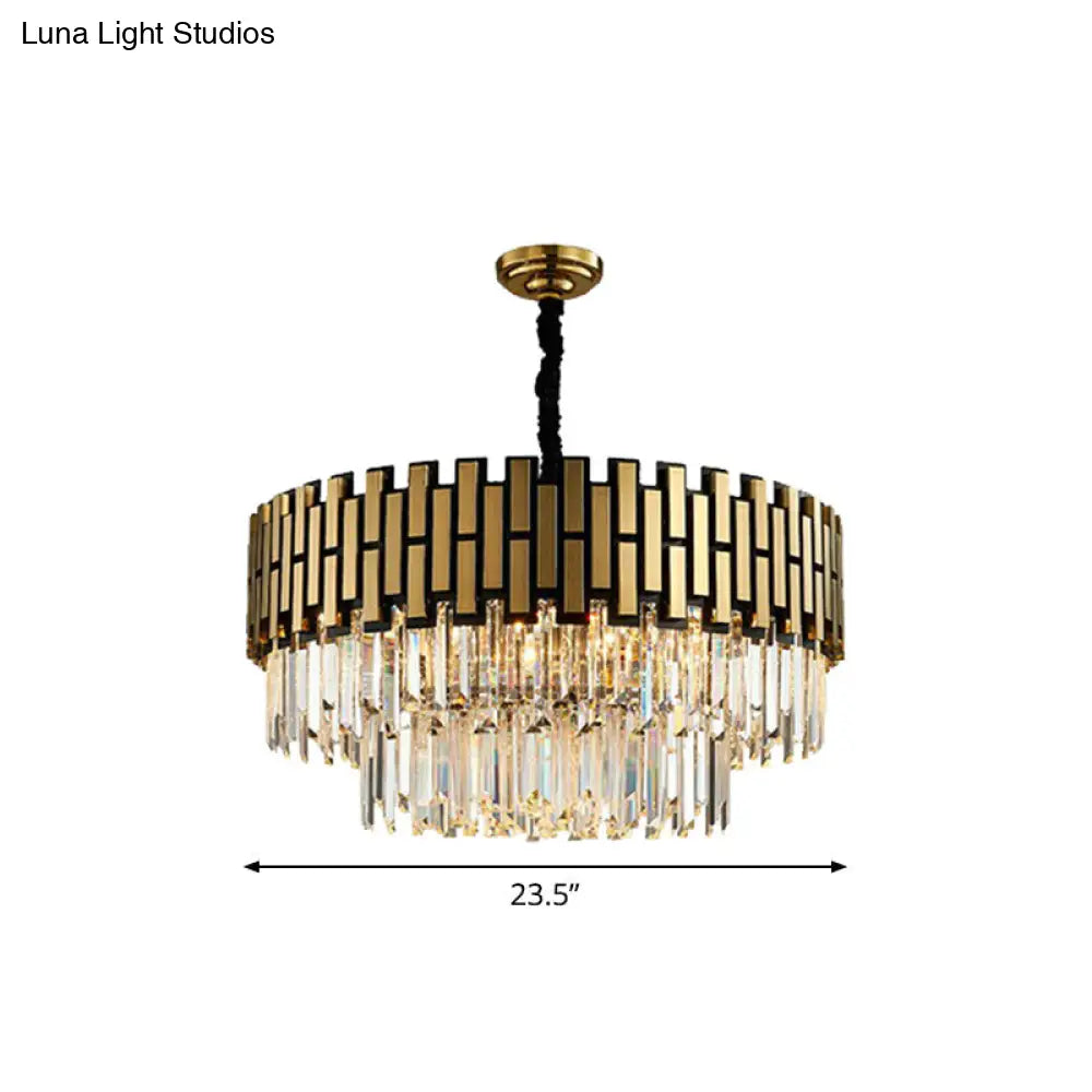 Postmodern Crystal Rods Chandelier Pendant with Gold Finish - Ideal for Living Room Ceiling