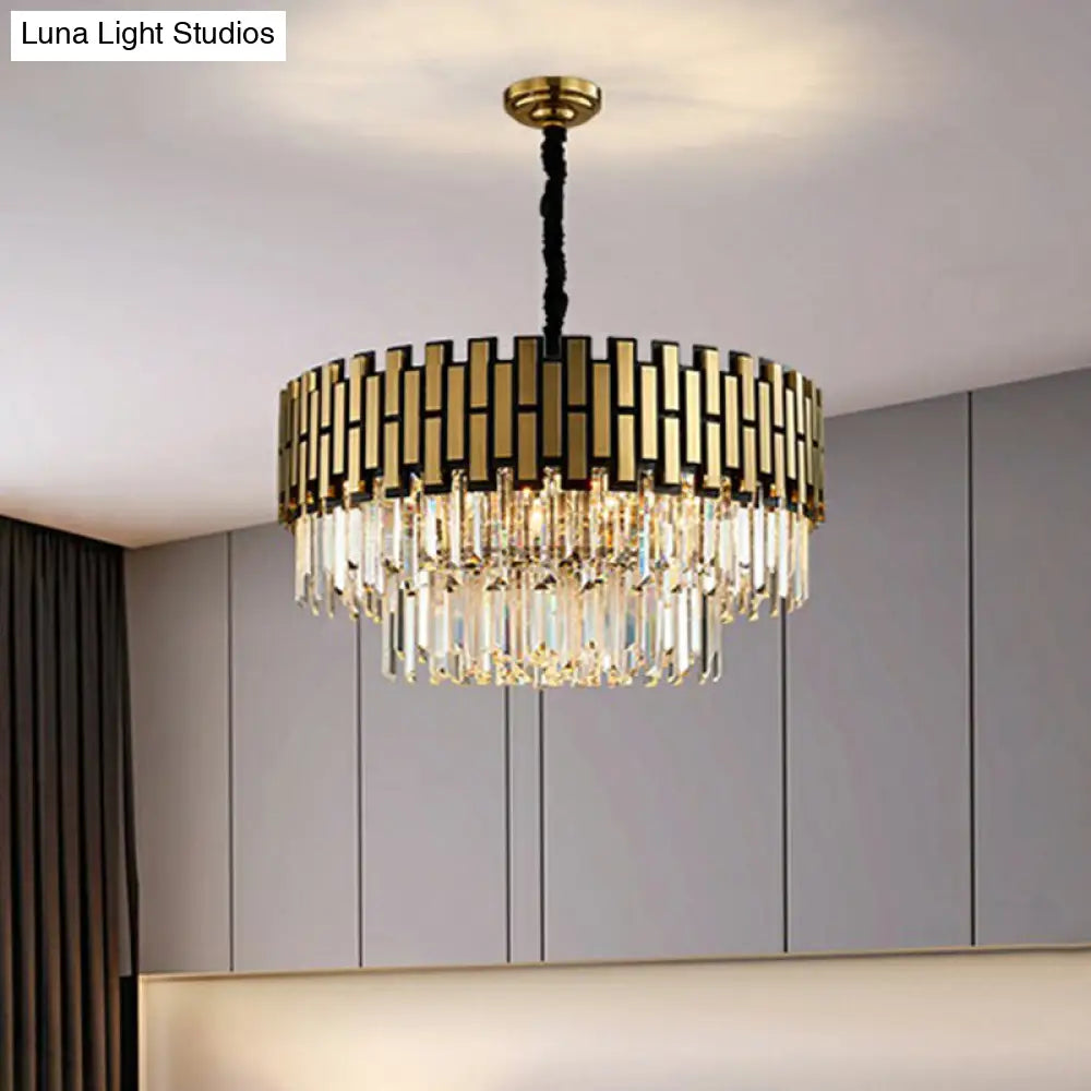 Postmodern Crystal Rods Chandelier Pendant with Gold Finish - Ideal for Living Room Ceiling