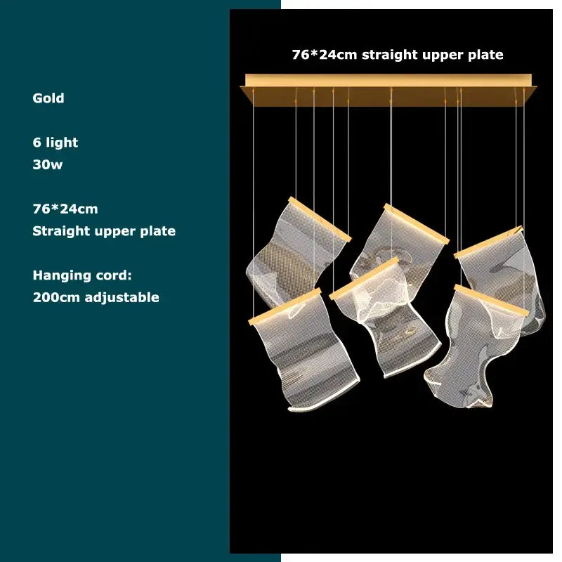 Postmodern decorbites golden love chandelier with six gold mesh light fixtures and led love paper chandelier design