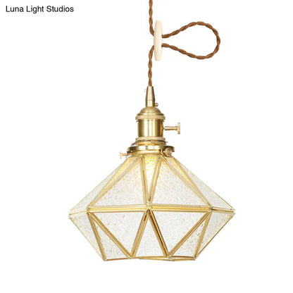 Postmodern Diamond Pendant Light with Brass Finish and Adjustable Rope