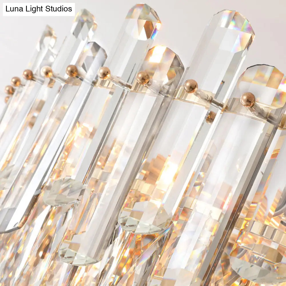 Kit de lámpara colgante de cristal con forma de tambor posmoderno con 10 cabezales de araña de latón