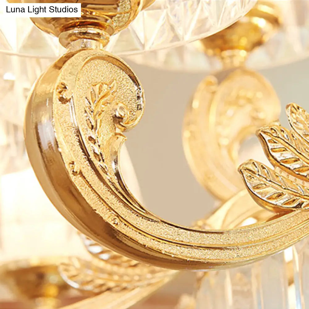 Lámpara de araña colgante de varilla de cristal con forma de imperio posmoderno - 6/8/10 cabezas, luz de suspensión dorada