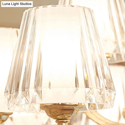 Lámpara de araña colgante de varilla de cristal con forma de imperio posmoderno - 6/8/10 cabezas, luz de suspensión dorada