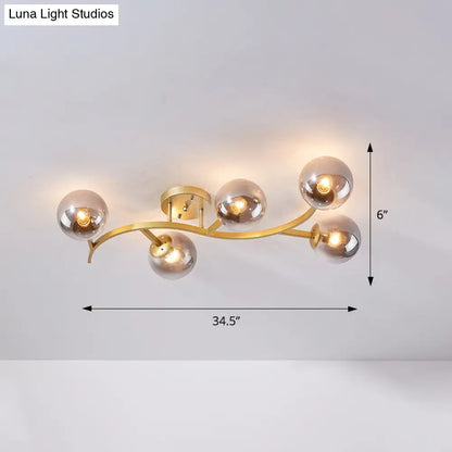 DecorBites™ DecorBites™ Postmodern Glass Ball Ceiling Light for Living Room - Branch Semi Flush Mount