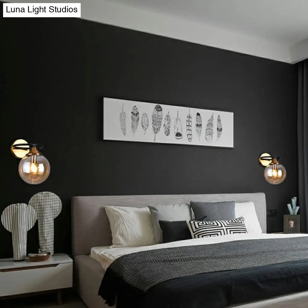 DecorBites™ DecorBites™ Postmodern Glass Ball Wall Sconce in Brass for Bedroom