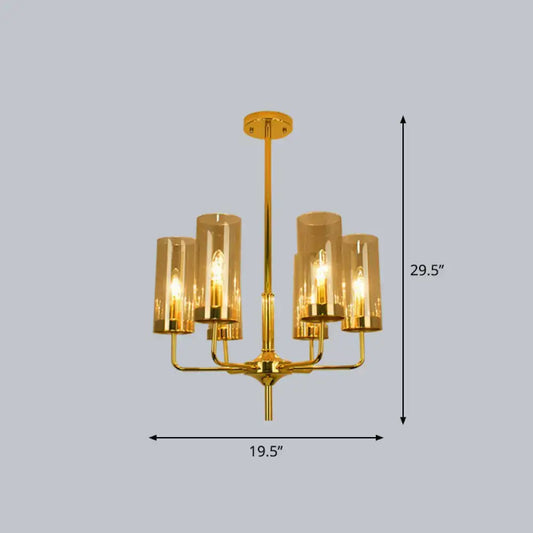 Postmodern Glass Brass Finish Chandelier for Living Room