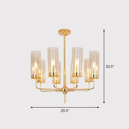 Lámpara de araña posmoderna de cristal con acabado en latón para salón