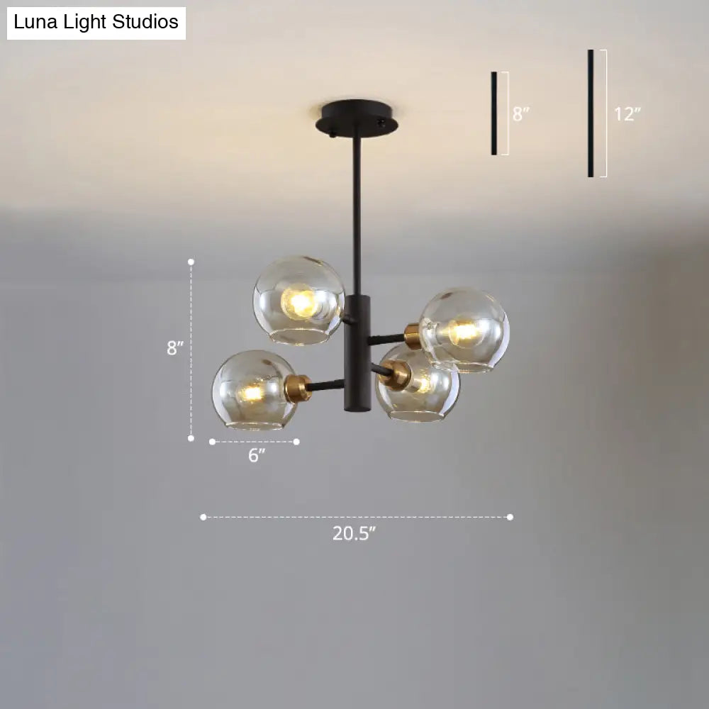 Postmodern Glass Dome Hanging Lamp - Stylish Dining Room Chandelier