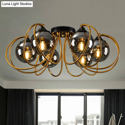 DecorBites™ DecorBites™ Postmodern Glass Flushmount Ceiling Light with Brass Finish - Ideal for Living Rooms