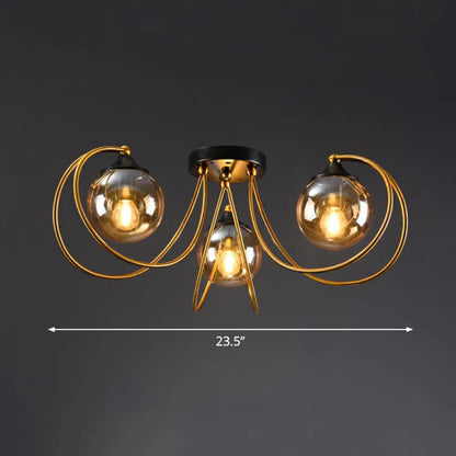 DecorBites™ DecorBites™ Postmodern Glass Flushmount Ceiling Light with Brass Finish - Ideal for Living Rooms