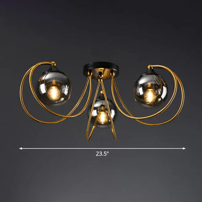 DecorBites™ DecorBites™ Postmodern Glass Flushmount Ceiling Light with Brass Finish - Ideal for Living Rooms