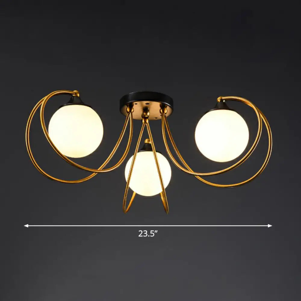 DecorBites™ DecorBites™ Postmodern Glass Flushmount Ceiling Light with Brass Finish - Ideal for Living Rooms