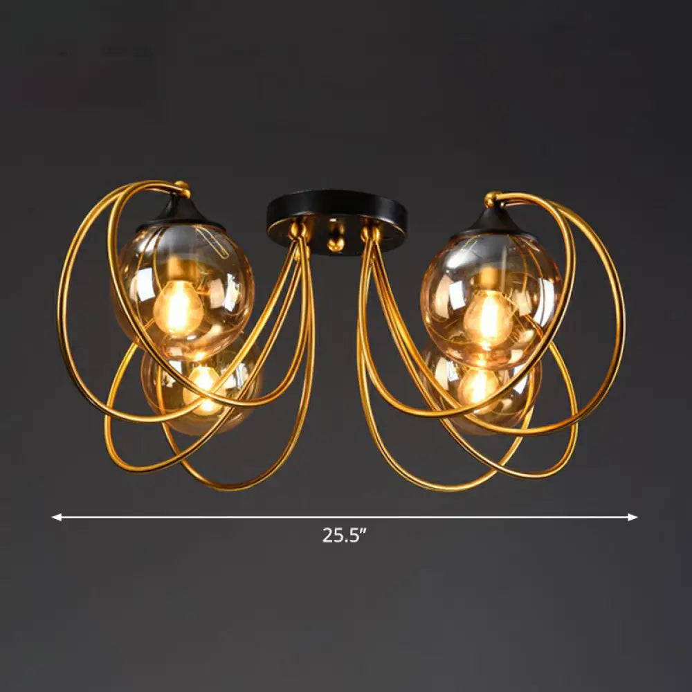 DecorBites™ DecorBites™ Postmodern Glass Flushmount Ceiling Light with Brass Finish - Ideal for Living Rooms