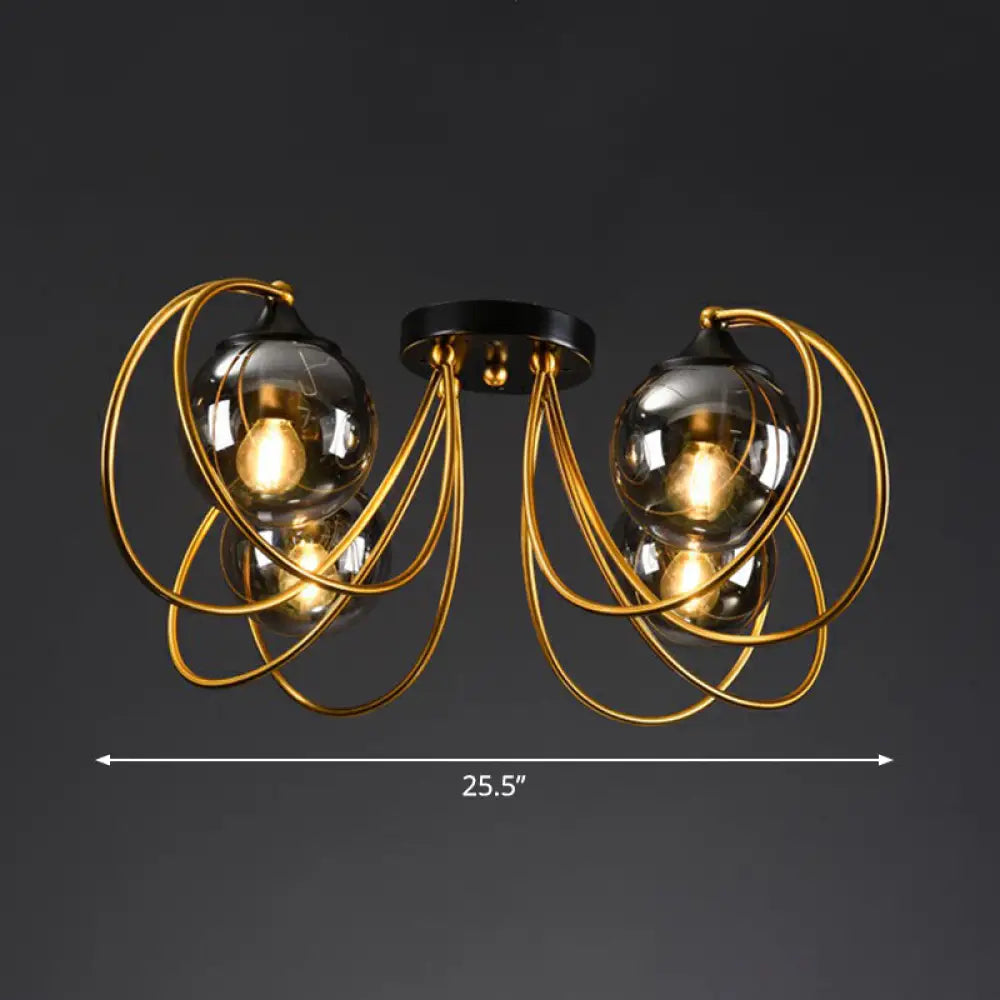 DecorBites™ DecorBites™ Postmodern Glass Flushmount Ceiling Light with Brass Finish - Ideal for Living Rooms
