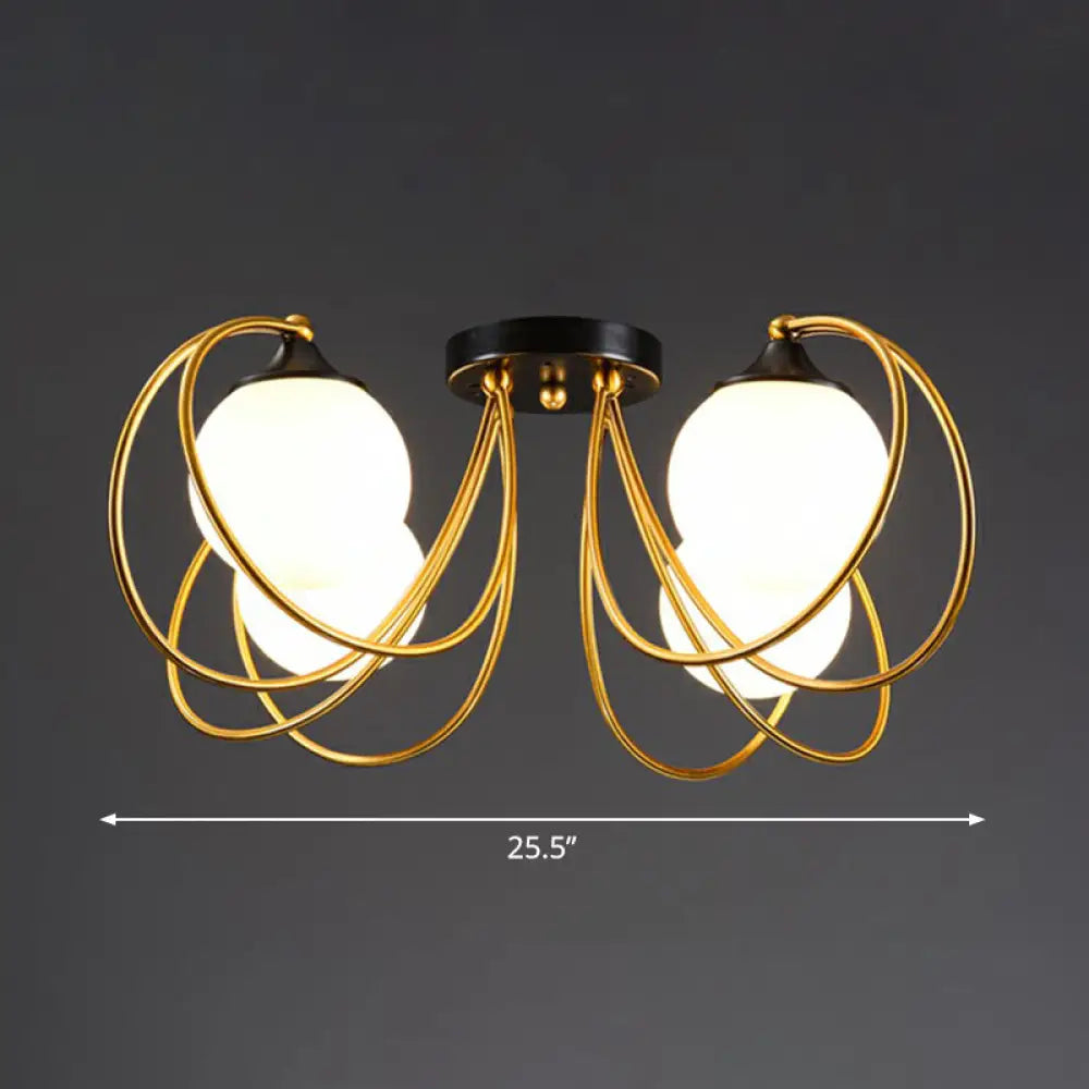 DecorBites™ DecorBites™ Postmodern Glass Flushmount Ceiling Light with Brass Finish - Ideal for Living Rooms