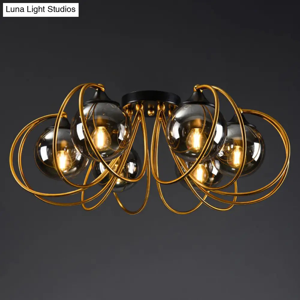 DecorBites™ DecorBites™ Postmodern Glass Flushmount Ceiling Light with Brass Finish - Ideal for Living Rooms
