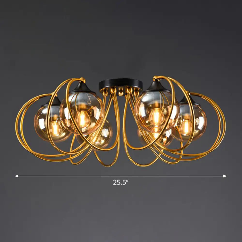 DecorBites™ DecorBites™ Postmodern Glass Flushmount Ceiling Light with Brass Finish - Ideal for Living Rooms