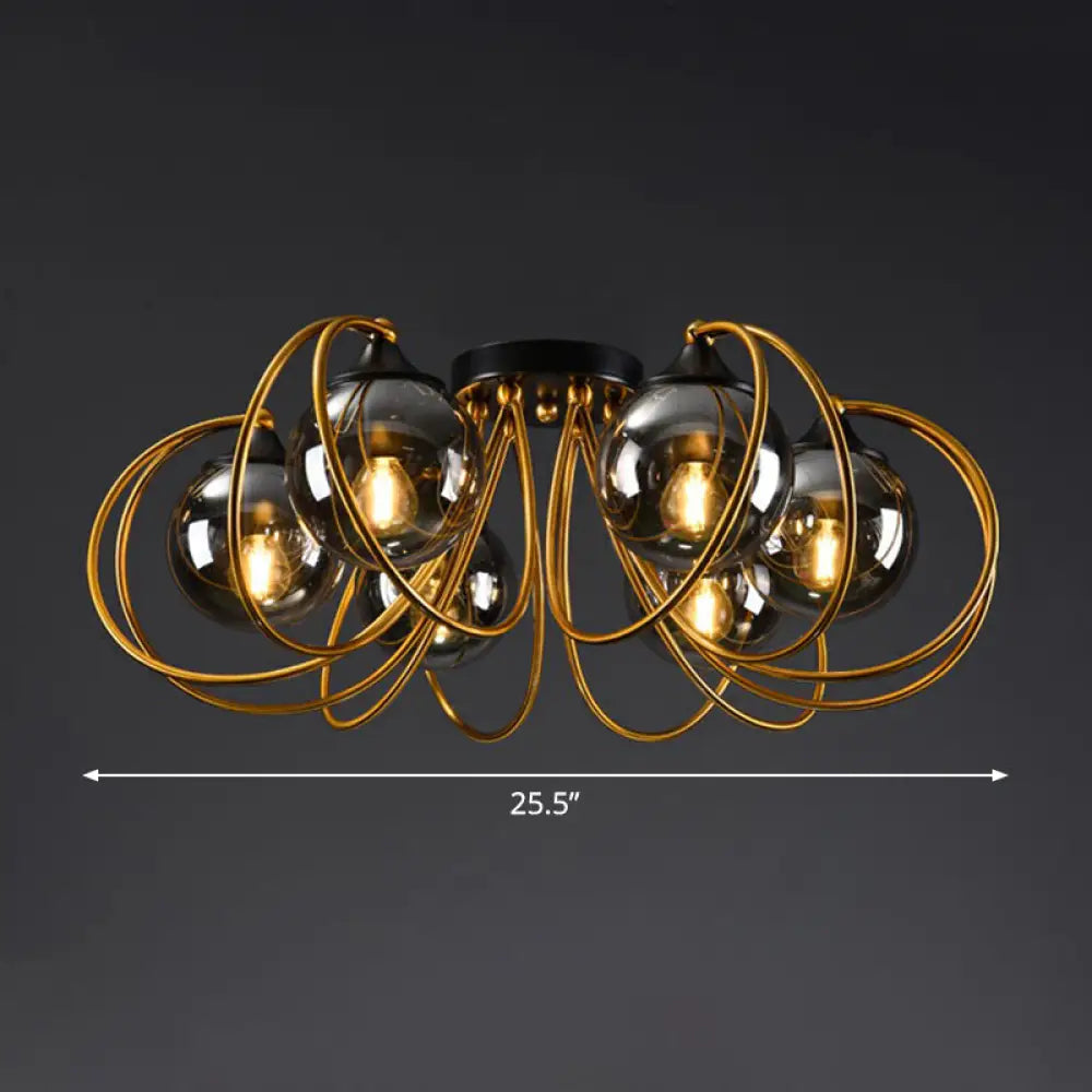 DecorBites™ DecorBites™ Postmodern Glass Flushmount Ceiling Light with Brass Finish - Ideal for Living Rooms