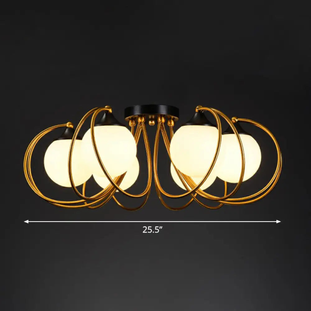 DecorBites™ DecorBites™ Postmodern Glass Flushmount Ceiling Light with Brass Finish - Ideal for Living Rooms