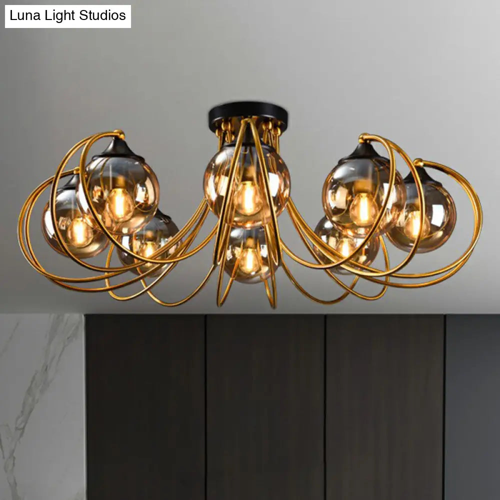 DecorBites™ DecorBites™ Postmodern Glass Flushmount Ceiling Light with Brass Finish - Ideal for Living Rooms