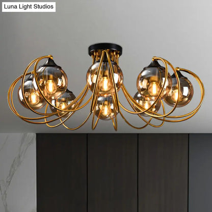DecorBites™ DecorBites™ Postmodern Glass Flushmount Ceiling Light with Brass Finish - Ideal for Living Rooms