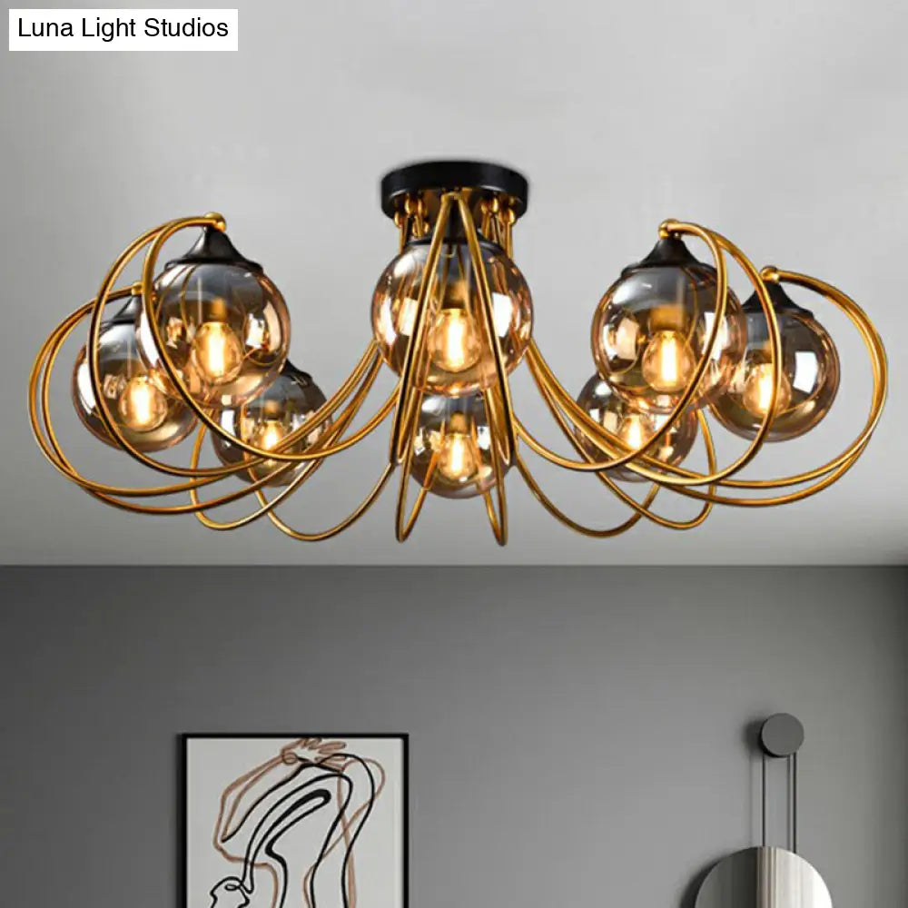 DecorBites™ DecorBites™ Postmodern Glass Flushmount Ceiling Light with Brass Finish - Ideal for Living Rooms