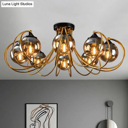 DecorBites™ DecorBites™ Postmodern Glass Flushmount Ceiling Light with Brass Finish - Ideal for Living Rooms