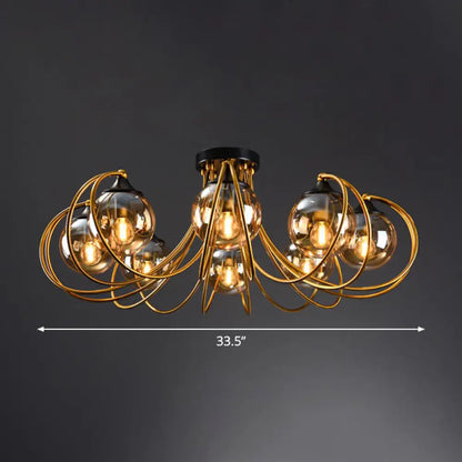 DecorBites™ DecorBites™ Postmodern Glass Flushmount Ceiling Light with Brass Finish - Ideal for Living Rooms