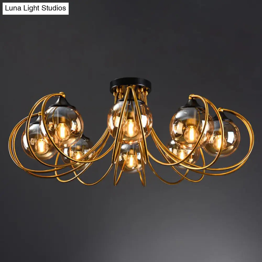 DecorBites™ DecorBites™ Postmodern Glass Flushmount Ceiling Light with Brass Finish - Ideal for Living Rooms