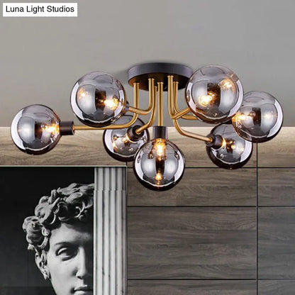 DecorBites™ DecorBites™ Postmodern Glass Modo Chandelier Ceiling Mount: Semi Flush Black Brass Light Fixture