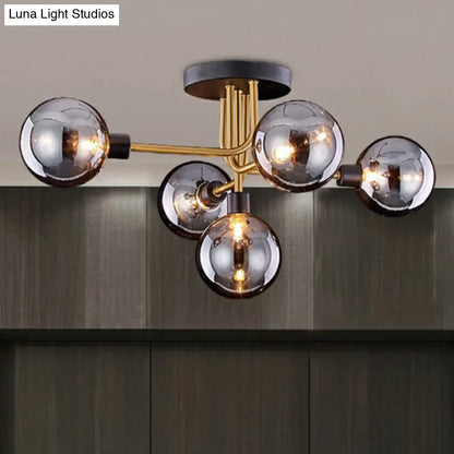 DecorBites™ DecorBites™ Postmodern Glass Modo Chandelier Ceiling Mount: Semi Flush Black Brass Light Fixture